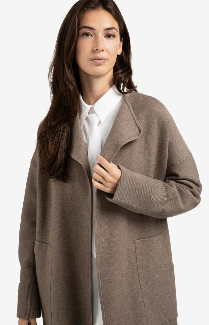 YAYA Long Coat-igan with Patch Pockets