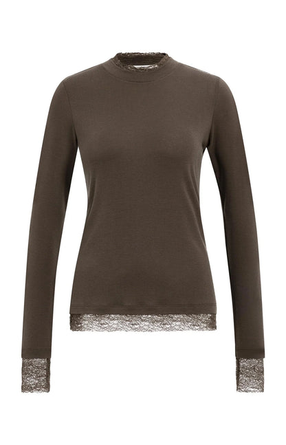 YAYA Long Sleeve with Lace Detail