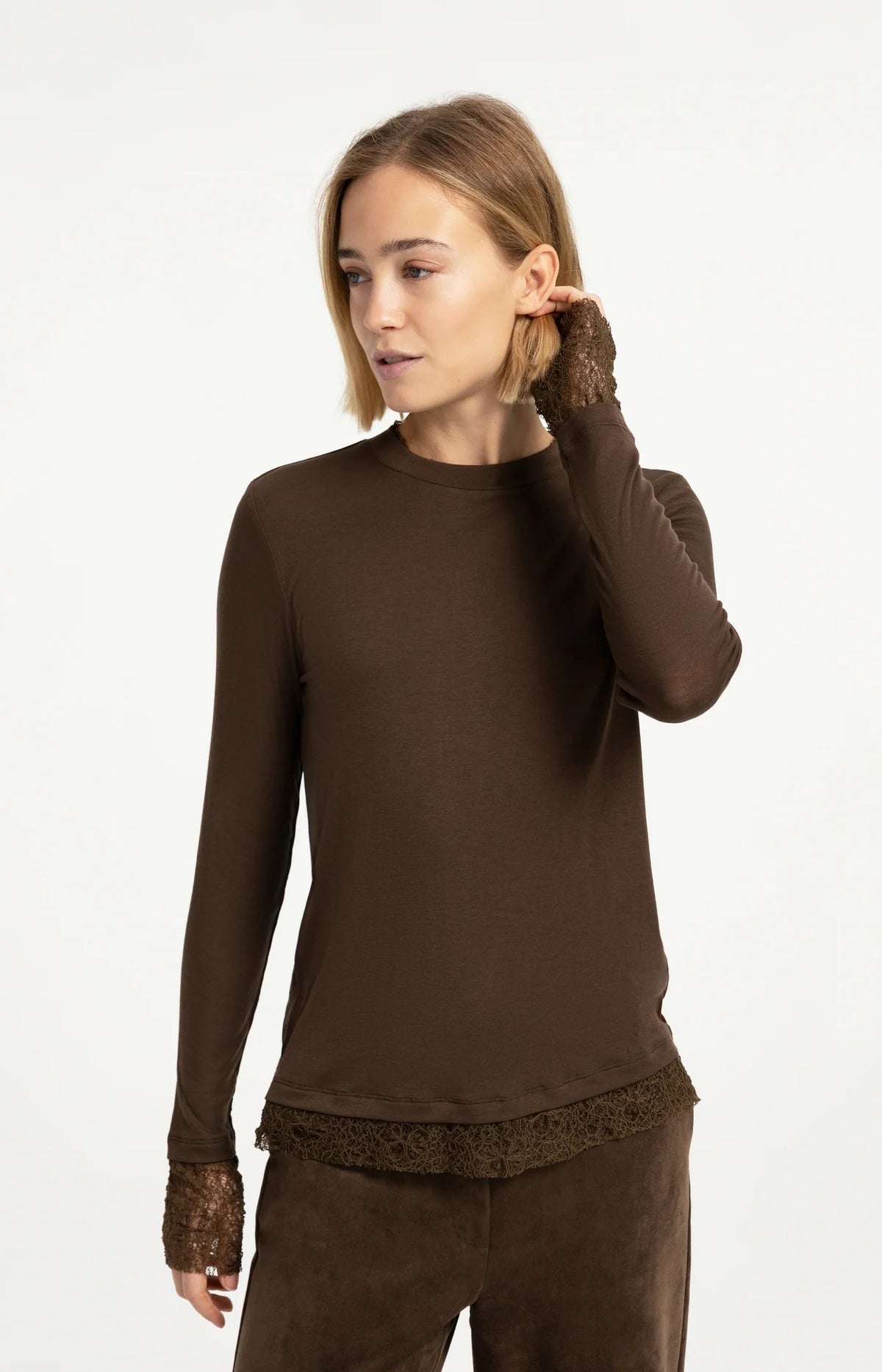 YAYA Long Sleeve with Lace Detail