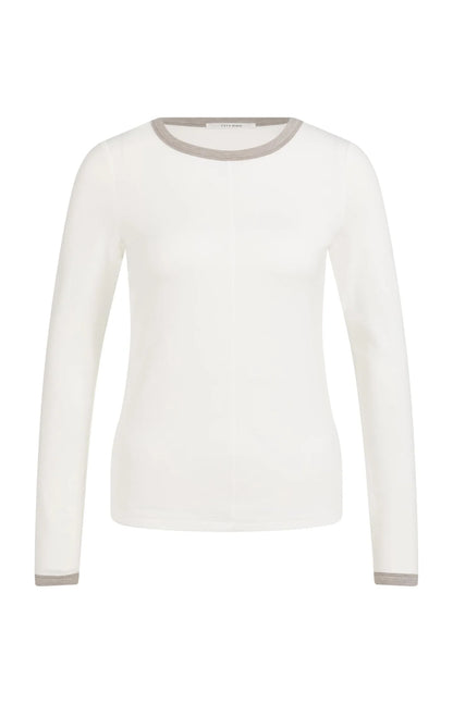 YAYA Long Sleeve Top with Contrast Trim