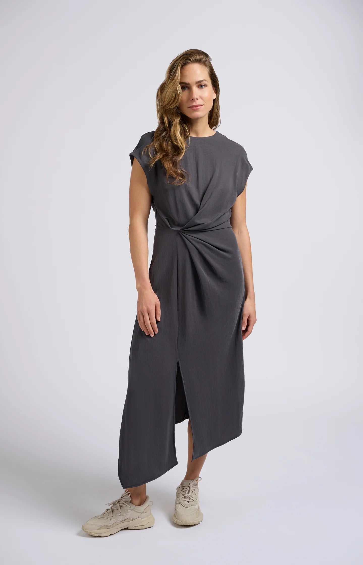 YAYA Pleated Cap Sleeve Dress