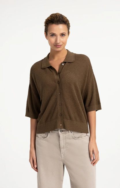 YAYA Mesh Stitch Cardigan