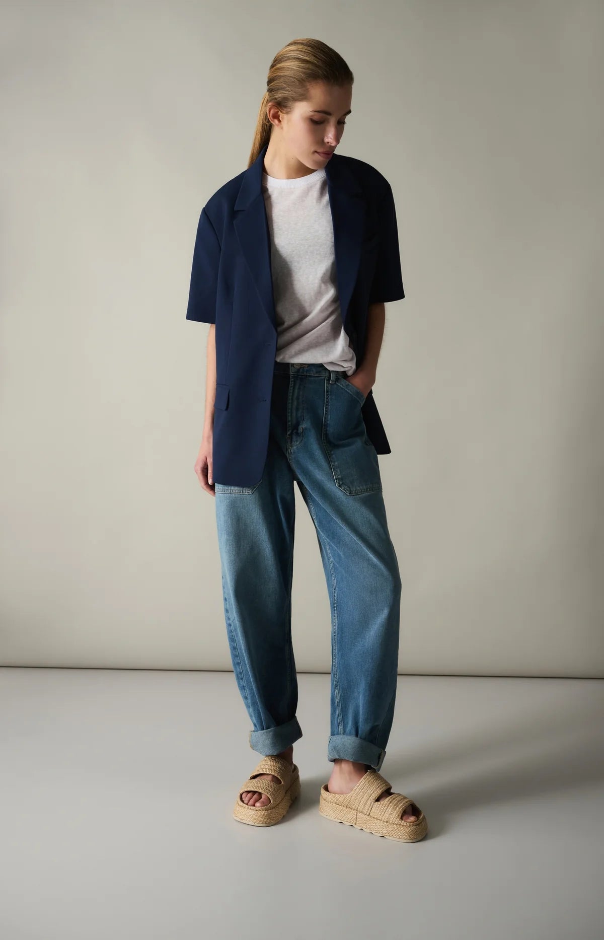 YAYA Oversized Short Sleeve Blazer