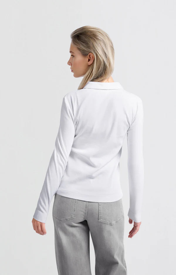 YAYA Cotton Rib Polo Long Sleeve