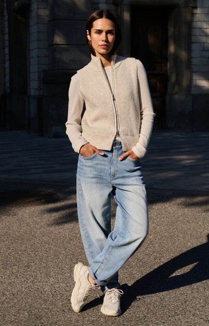 YAYA Knitted Sleeveless Cardigan with Zipper