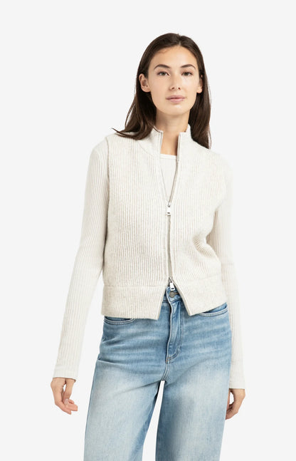 YAYA Knitted Sleeveless Cardigan with Zipper