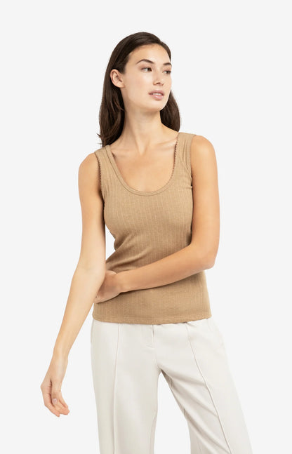 YAYA Ribbed Tank with Fancy Trim