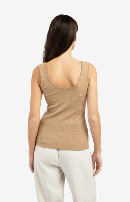 YAYA Ribbed Tank with Fancy Trim