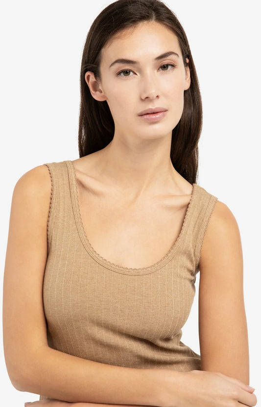 YAYA Ribbed Tank with Fancy Trim
