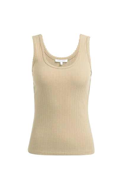 YAYA Ribbed Tank with Fancy Trim