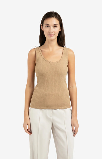 YAYA Ribbed Tank with Fancy Trim