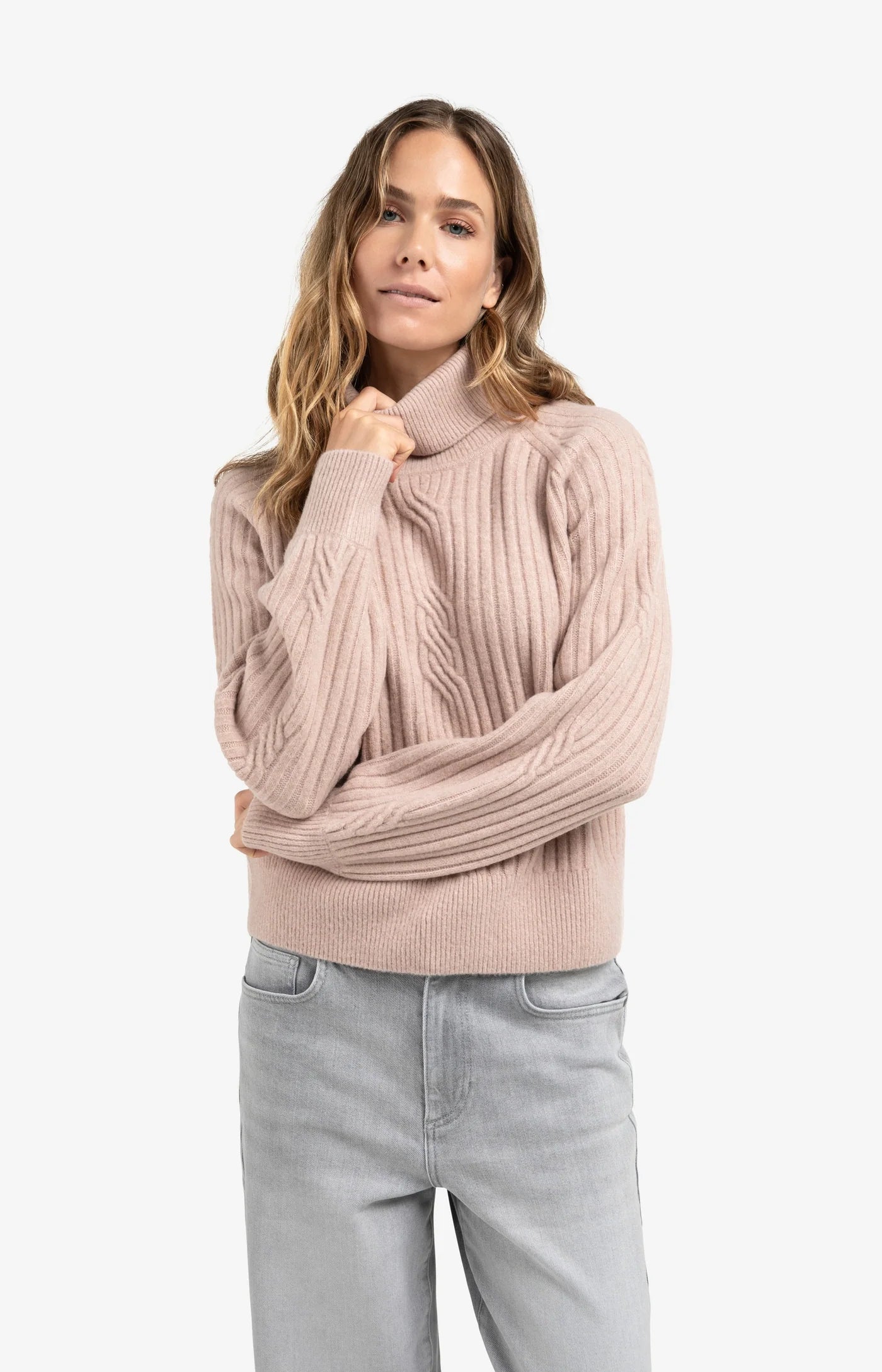 YAYA Cable Knit Turtleneck Sweater