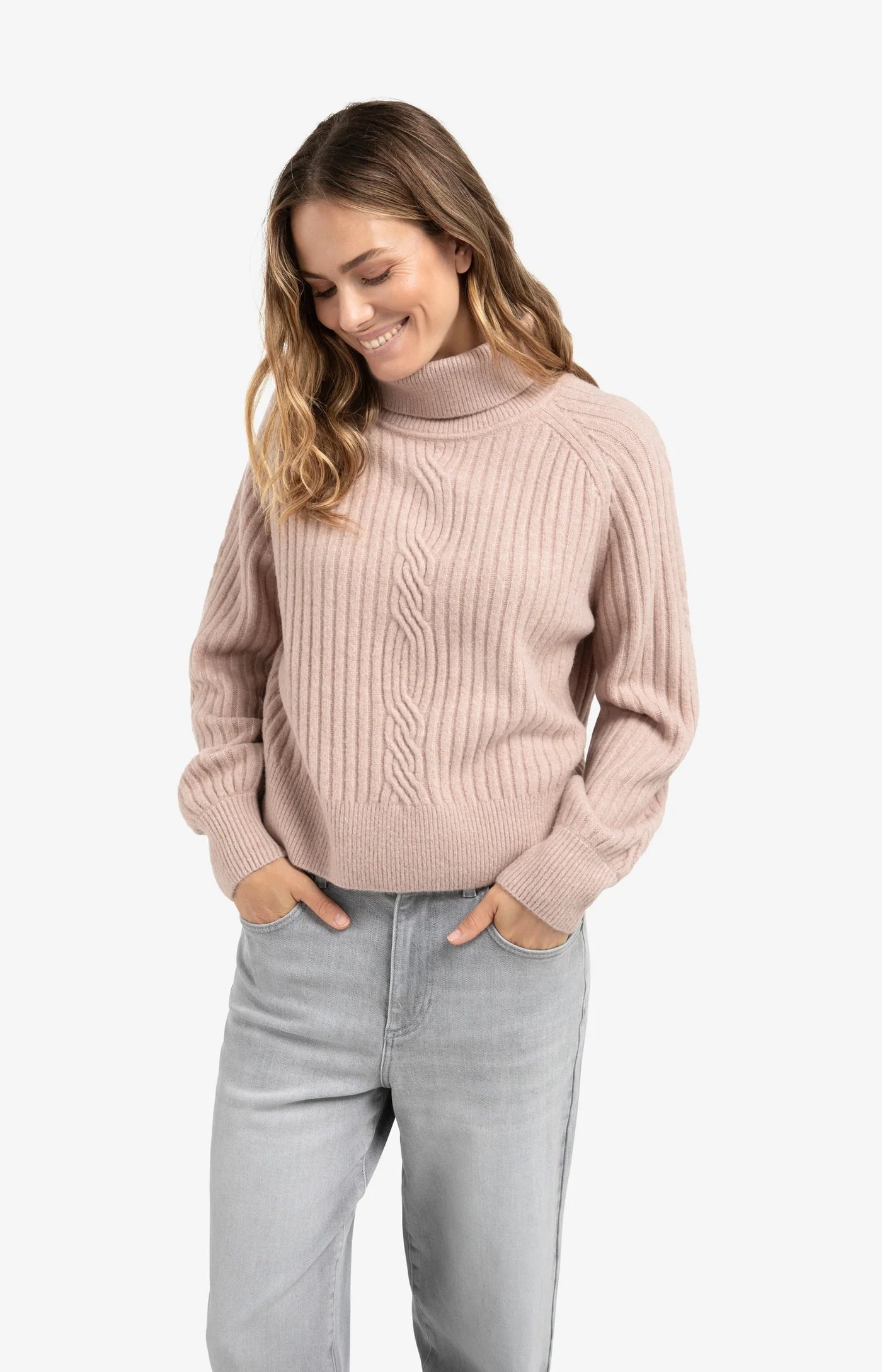 YAYA Cable Knit Turtleneck Sweater