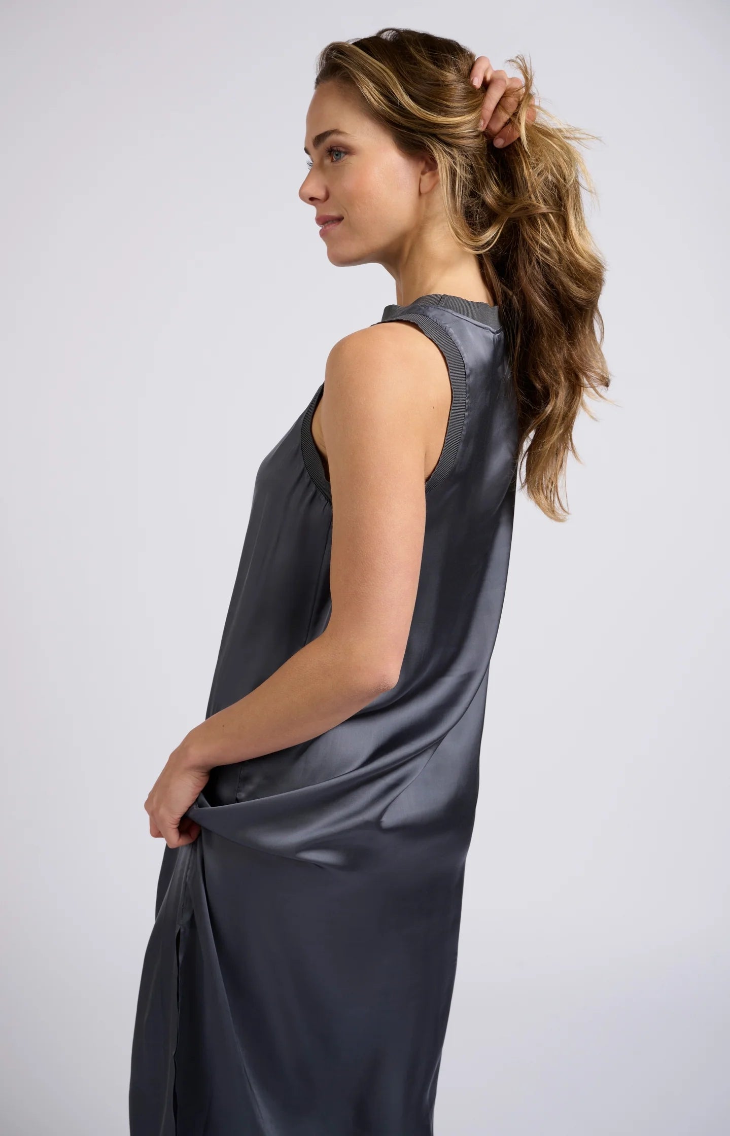 YAYA Satin Sleeveless Dress