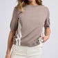 YAYA Short Sleeve Sweater with Stripe