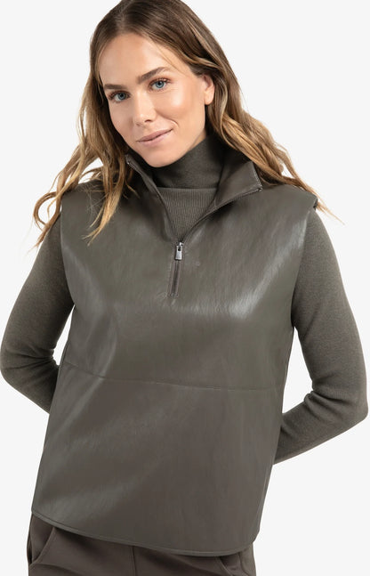 YAYA Faux Leather 1/4 Zip Spencer