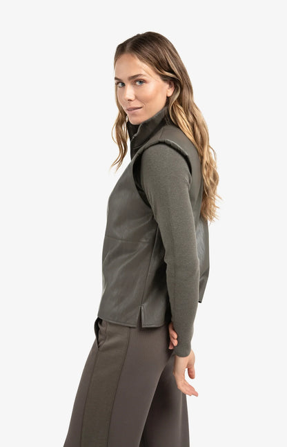 YAYA Faux Leather 1/4 Zip Spencer