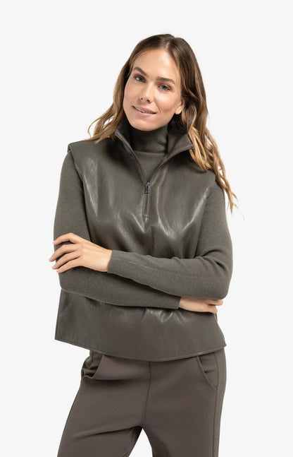 YAYA Faux Leather 1/4 Zip Spencer