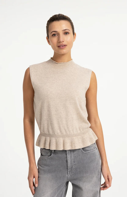 YAYA Sleeveless Sweater with Ruffle Hem
