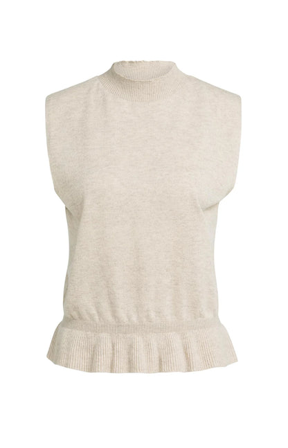 YAYA Sleeveless Sweater with Ruffle Hem