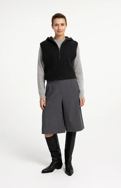YAYA Sleeveless Sweater with Jersey Hood