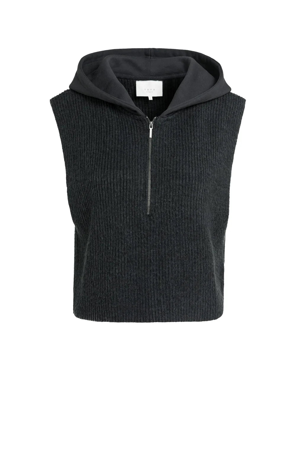 YAYA Sleeveless Sweater with Jersey Hood