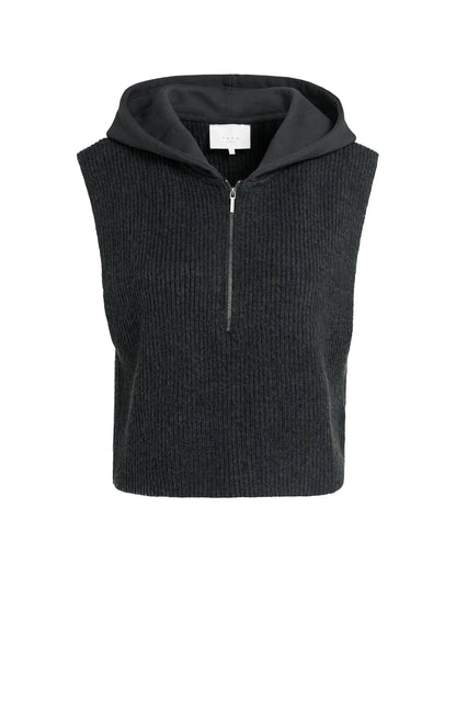 YAYA Sleeveless Sweater with Jersey Hood