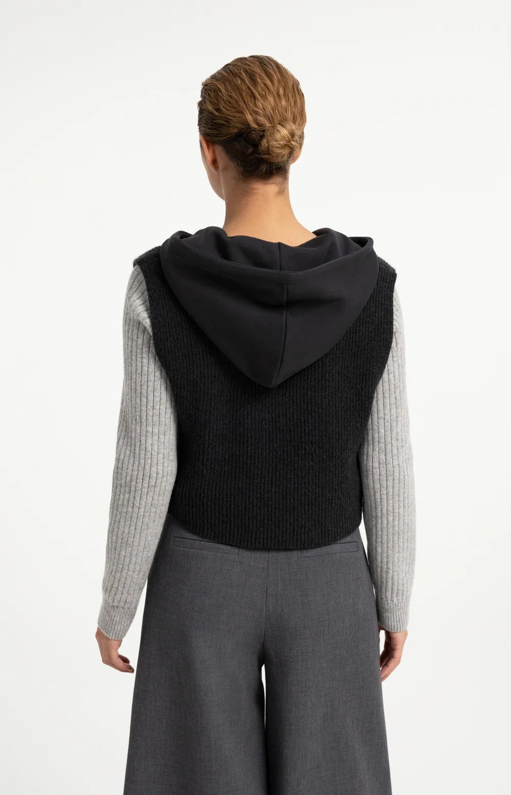 YAYA Sleeveless Sweater with Jersey Hood