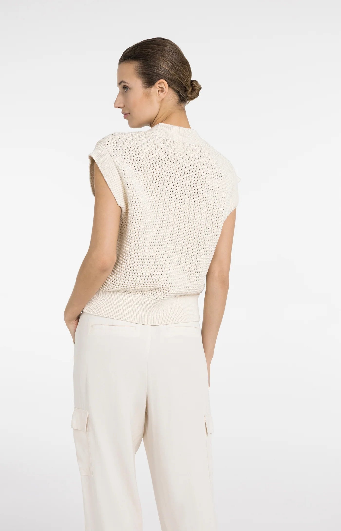 YAYA Mesh Stitch Cardigan with Zipper