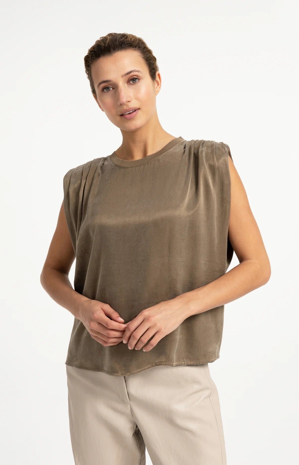 YAYA Sleeveless Top With Pleats