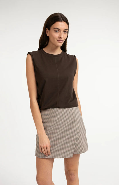 YAYA Sleeveless Top with Raw Edge