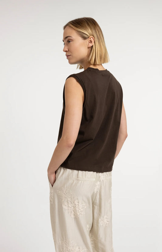 YAYA Sleeveless Top with Raw Edge