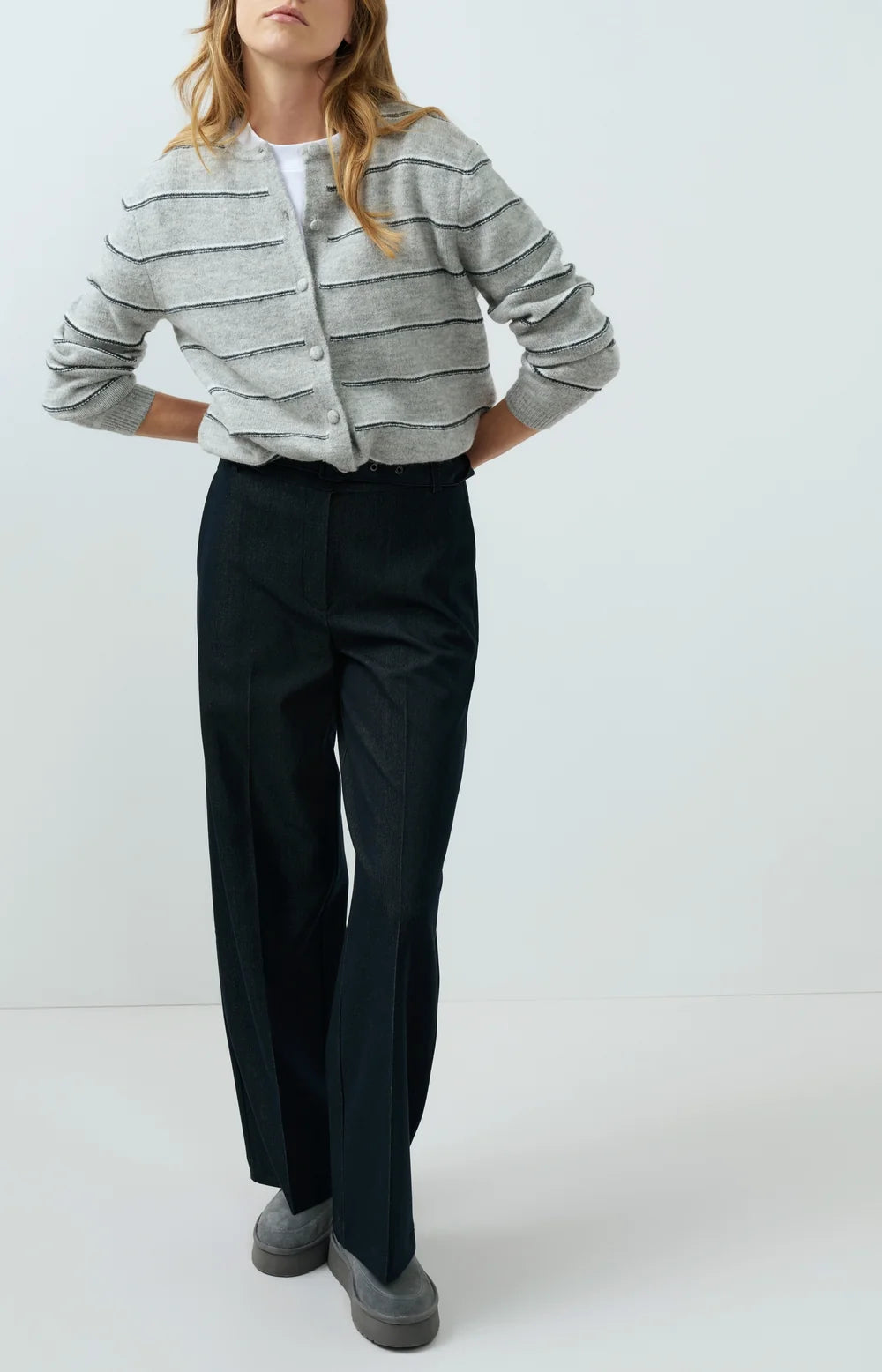 YAYA Knit Striped Cardigan