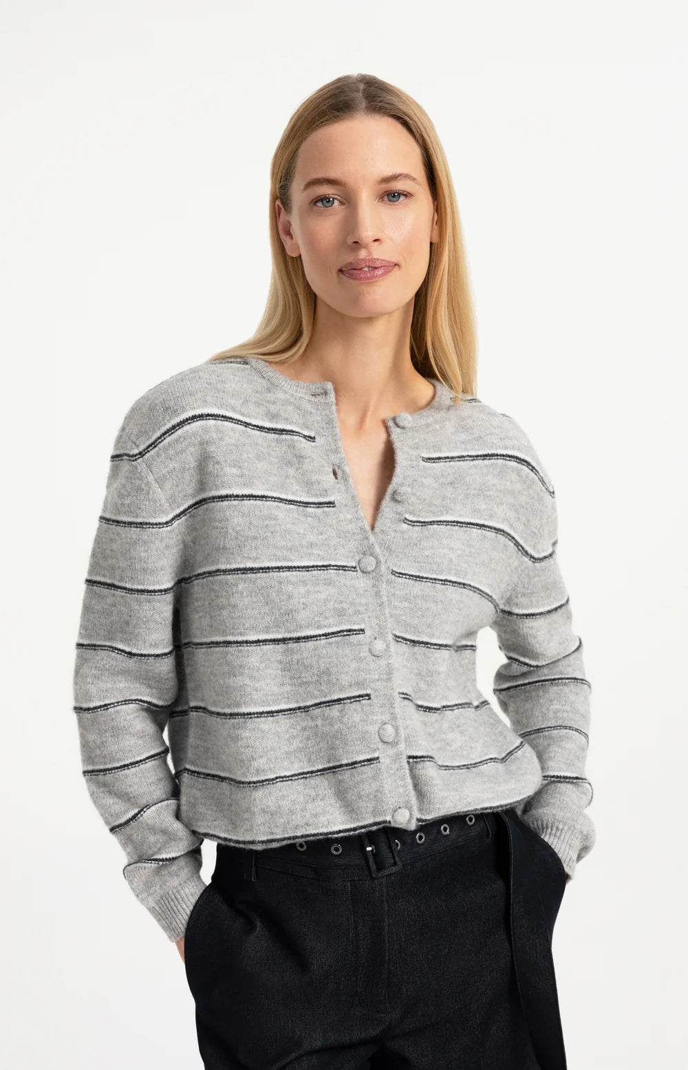 YAYA Knit Striped Cardigan