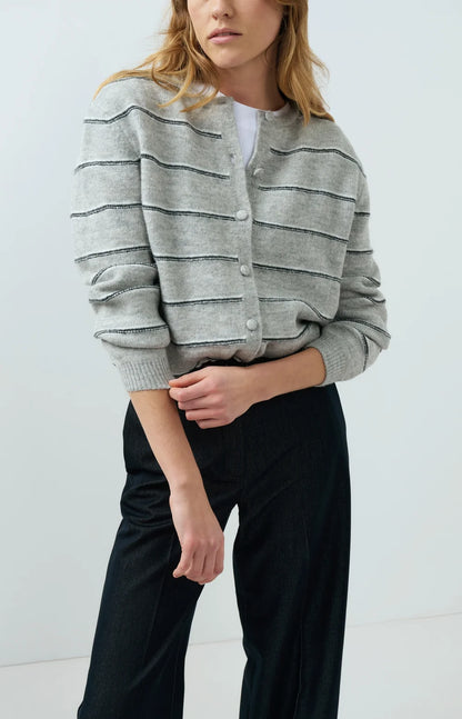 YAYA Knit Striped Cardigan