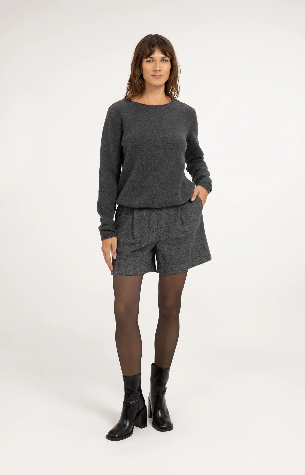YAYA Sweater with Button Scarf