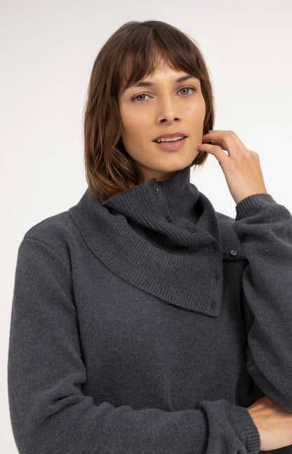 YAYA Sweater with Button Scarf