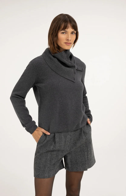 YAYA Sweater with Button Scarf