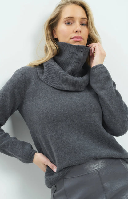YAYA Sweater with Button Scarf