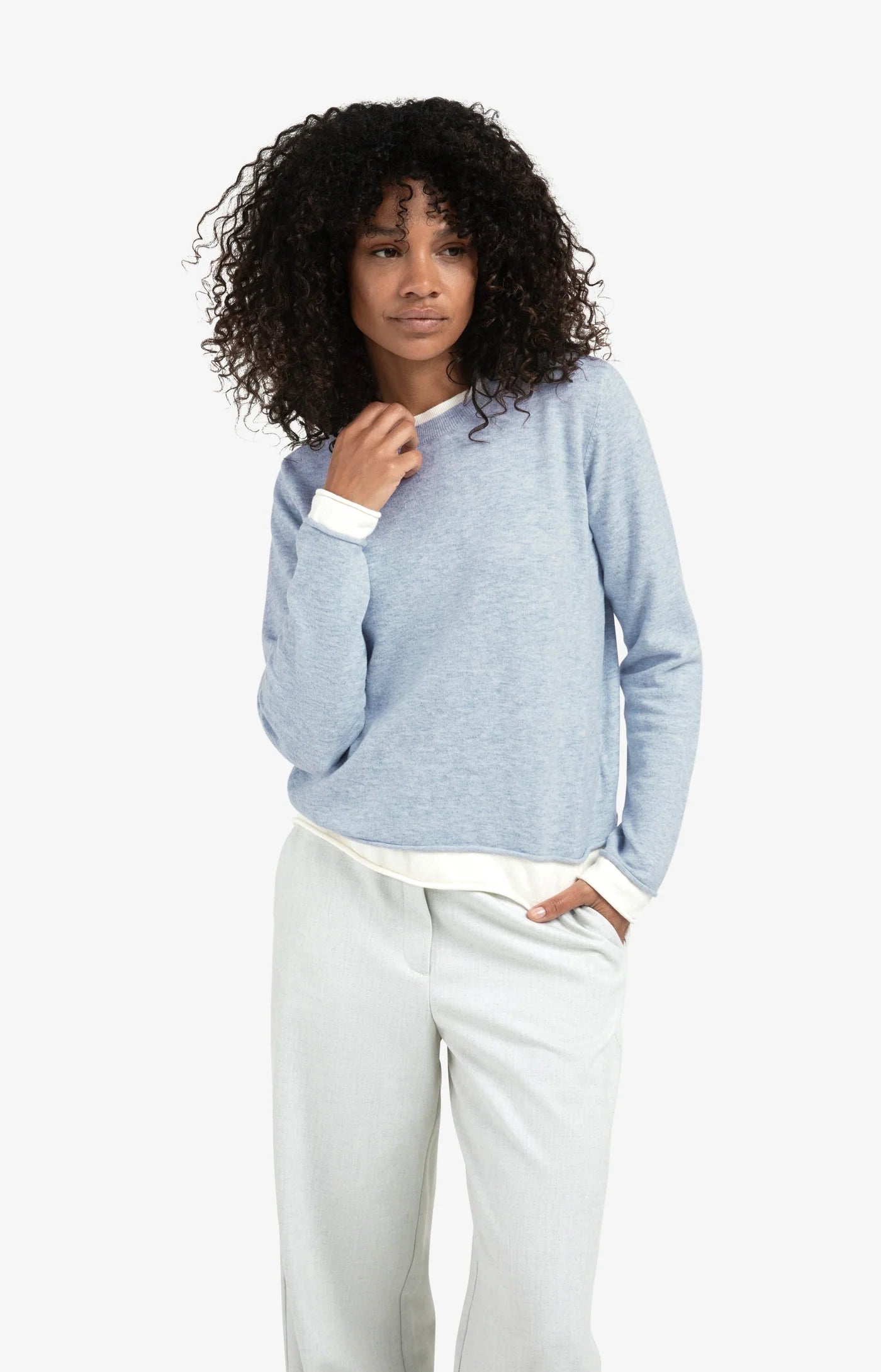 YAYA Double Layer Contrast Sweater