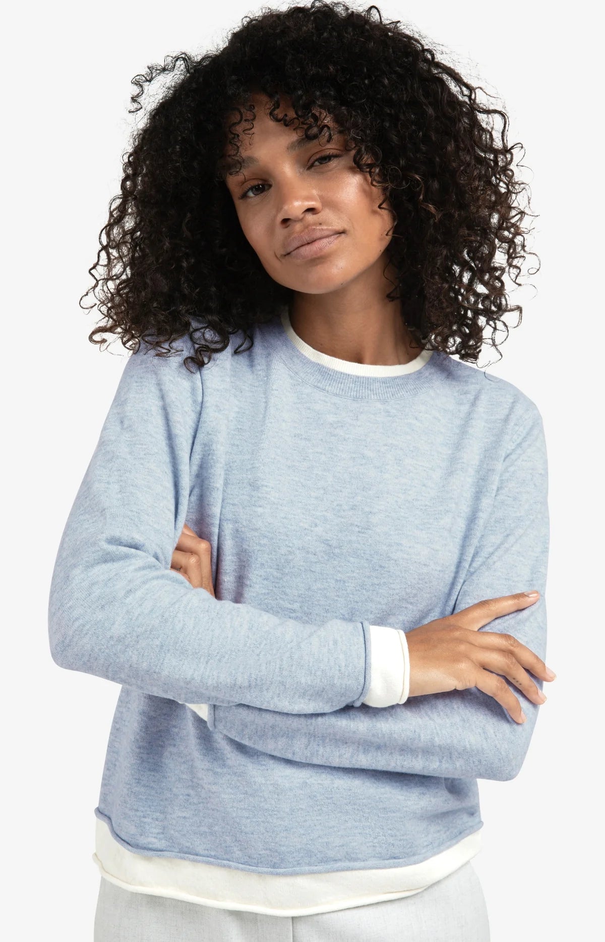 YAYA Double Layer Contrast Sweater