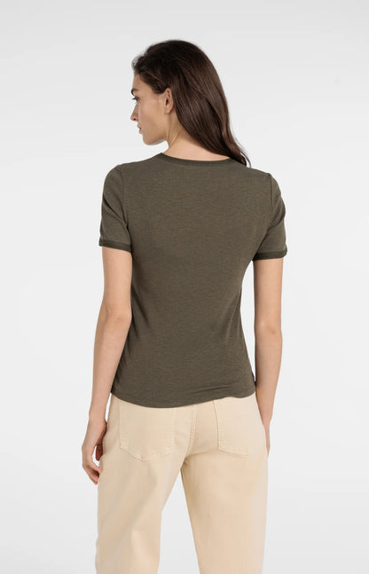 YAYA T-shirt with Mesh Edge Details