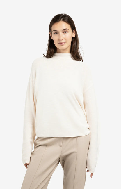YAYA Textured Mock Neck Sweater with Buttons