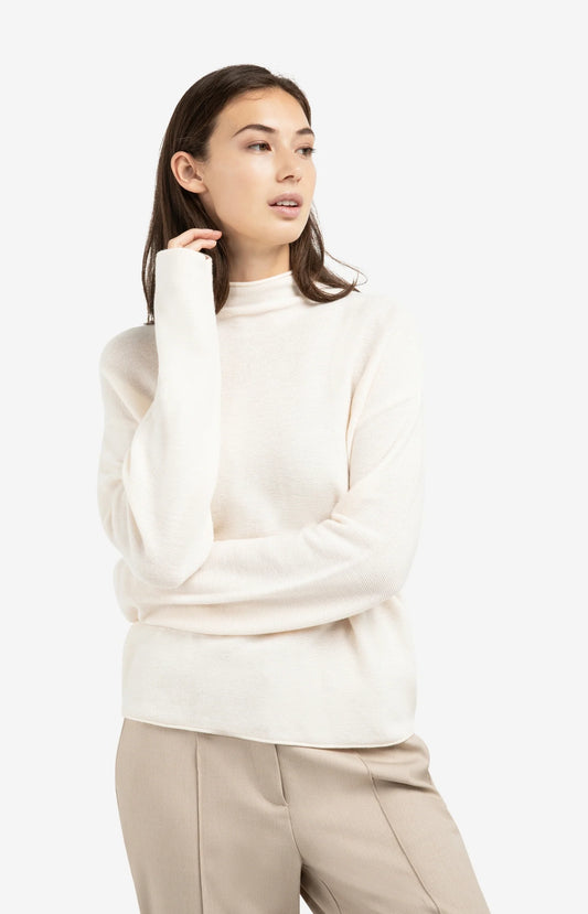 YAYA Textured Mock Neck Sweater with Buttons