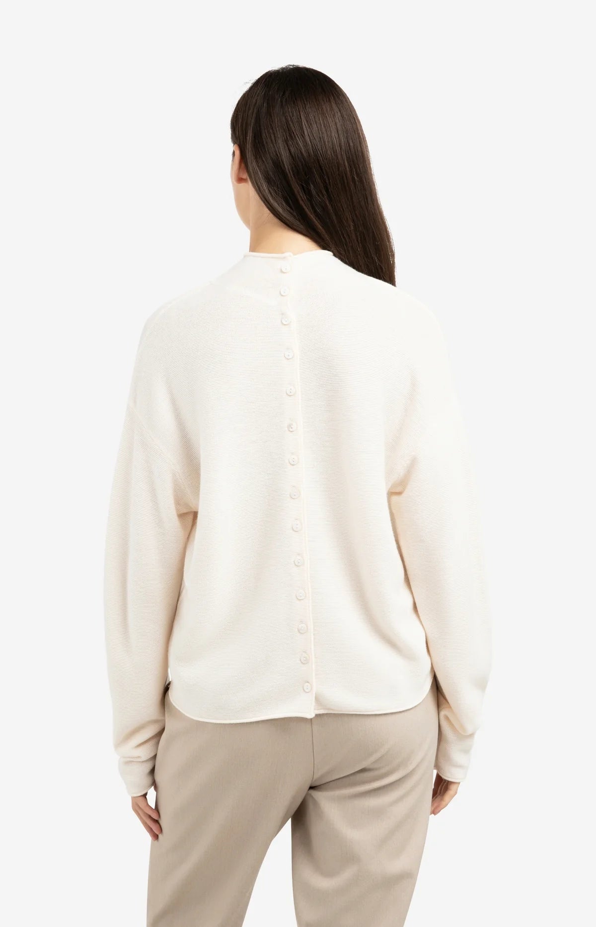 YAYA Textured Mock Neck Sweater with Buttons