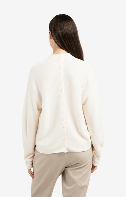 YAYA Textured Mock Neck Sweater with Buttons