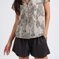 YAYA Print Top with Ruffle Neck