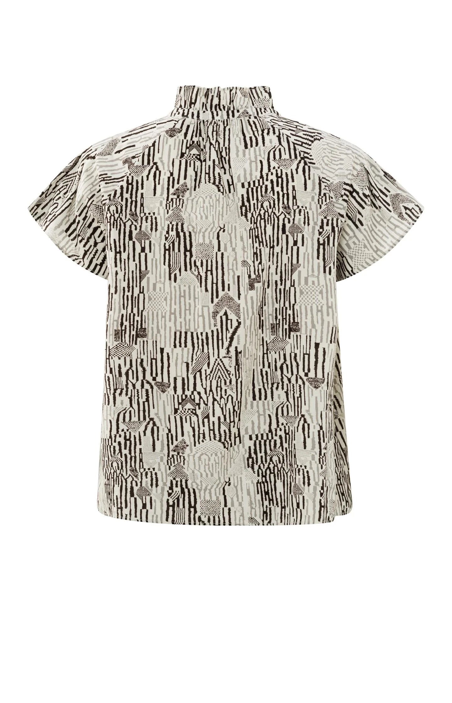 YAYA Print Top with Ruffle Neck