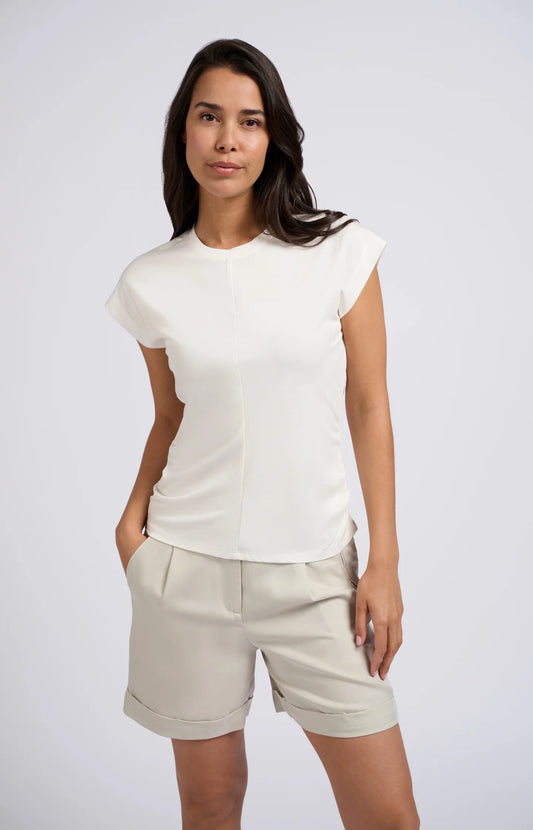 YAYA Cap Sleeve Top with Ruched Sides
