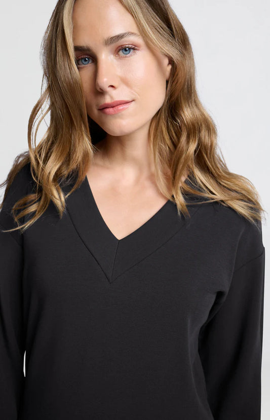 YAYA V-Neck Top with Pleated Sleeve